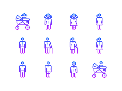 Free Line Gradient Icons: Aging ages graphic design icon icon design icons8 illustrator nolan outlined people stroke ui design vector