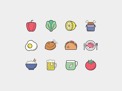 Color Hand Drawn: Food design drinks food graphic design icon icon design icons8 illustrator outlined plasticine ui design vector