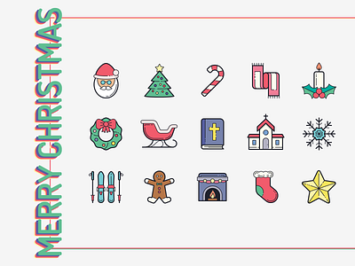 Hand Drawn Icons: Merry Christmas candle candy cane christmas christmas ball church graphic design holy bibble icon icon design icons8 illustrator new year santa star stroke ui design vector