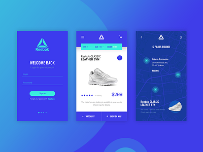 Reebok Store app design ui ux web