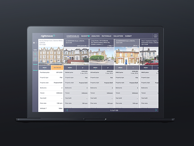 The Rightmove SCT interface app clean form gui interface real estate rightmove sct table ui ux web