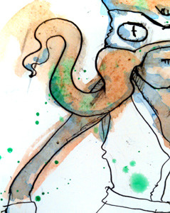 Octoninja concept fighter grafighters illustration ninja octopus water color