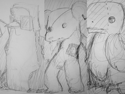 Stuffedanimals characters concept sketches stuffed animals