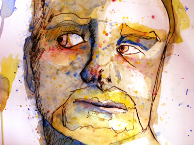 Pegg illustration portrait simon pegg water color