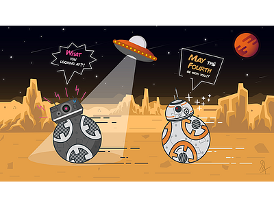 HAPPY STAR WARS DAY!! bb8 bb9e illustration starwars