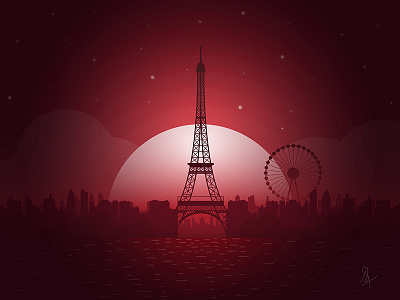 Eiffel Tower colors draft eiffel illustration imagination lighting sunset