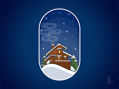 Winter flat illustration geometric illustrator night winter