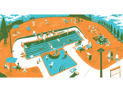 Saturday Noon illustrarion pool swimming