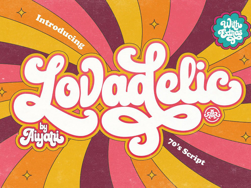 Lovadelic + Extras lettering font typography hand lettering vintage font retro font vintage retro script retro swash logo font lovadelic