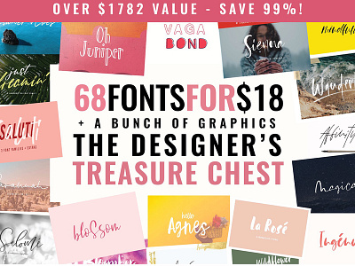 99% OFF | DESIGNER'S TREASURE CHEST brush font brush type calligraphy font bundle graphics graphics bundle hand lettering hand made handwritten logo font logo template signature