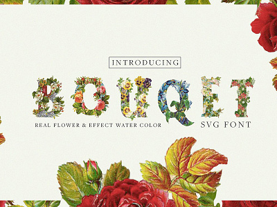 Bouqet Flower & Watercolor bouqet flower branding decorative floral clip art floral font flower font flowers font font self lettering watercolor floral