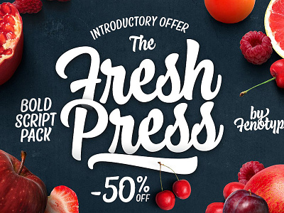 Fresh Press Intro offer -50% off! bold script pack brush brush font font font pack food otf outline printed script swash typography