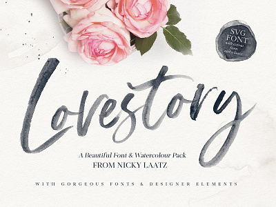 The Lovestory Font Collection beautiful font branding elegant font collection logo lovestory photography romantic svg font watercolor watercolor font wedding