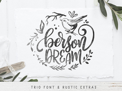 Berson Dream Font TRIO and extras farm font farmhouse farmhouse clipart farmhouse font farmhouse fonts rustic font script font swirl font trio font