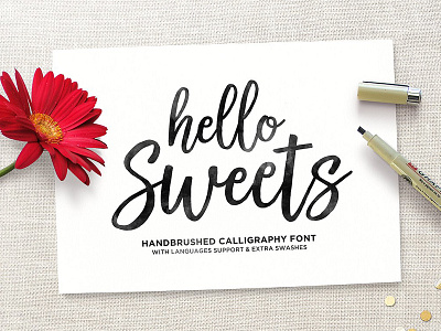 Hello Sweets + Swashes brush calligraphy font handlettering lettering modern modern calligraphy font swashes typeface typography wedding