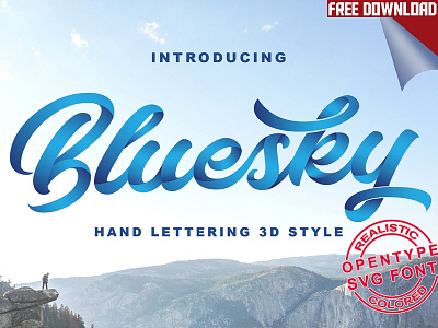 Bluesky OpentypeSVG Fon - FREE DOWNLOAD 3d style brand business color font hand lettering handlettering open svg opentype svg realistic script typeface