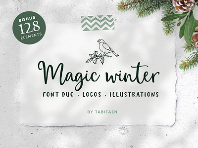 Magic Winter script font duo & logos branding calligraphy clipart elegant font font duo illustrations lettering logo logos modern script script font script font duo typeface typography winter winter font winter illustrations winter typeface