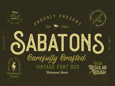 Sabatons - Vintage Font Duo adventure badge font bundle font duo font pack font set grunge hipster fonts letterhead outdoor retro fonts rough script stamp fonts stamps vintage vintage font duo vintage fonts website fonts western