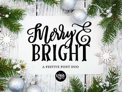 MERRY & BRIGHT Christmas Font Duo branding bright bright font calligraphy christmas card christmas font christmas font duo christmas typeface festive festive font festive font duo fond bundle font font duo logo merry merry font modern script typography