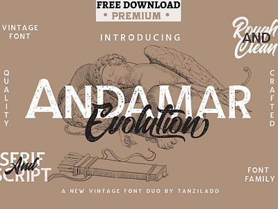 Free Premium Download - Andamar Font Family branding classic cursive font design elegant font font family fonts collection handmade font hipster fonts lettering logo logo font packaging font retro rough font serif font swash typeface vintage