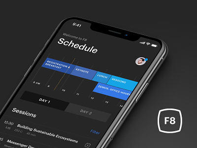 F8 - Facebook Developer Conference app app clean f8 facebook interface ios iphone itinerary mobile schedule sessions timeline