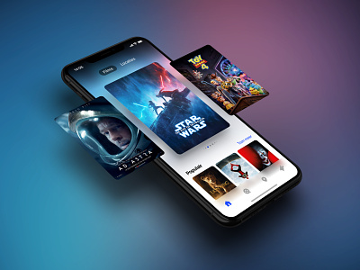 Oscar – Home exploration app carousel cinema gradient interface ios iphone x mobile movie movie poster movies product design slider star wars starwars