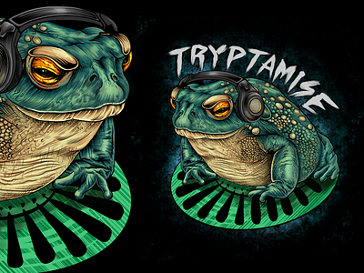 Tryptamise animal illustration animals branding design frog frog illustration gamer gaming graphic design headset illustration logo logo design mascot twitch vector