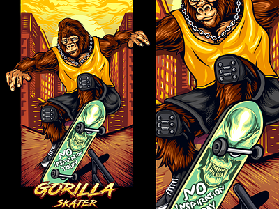 Gorilla skater animal illustration animals branding design geek gorilla graphic design illustration logo monkey skates trendys vector