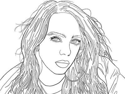 Outline portrait process of Billie Eilish