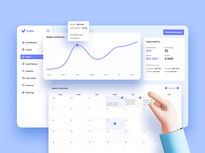 VAC CRM | Sales 3d app creative crm design figma free freebie management app sales ui uiux vector web app web design