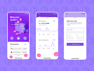 CryptoWhale | Bitcoin wallet 3d app bitcoin c4d cinema4d clear creative crypto design figma fiolet future illustration mobile pattern ux vector
