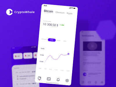 CryptoWhale | fragment app blue creative crypto wallet design figma mobile mobile design service sketch tool ui ui8 vector