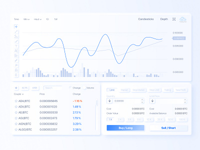 Mulberry Trade bitcoin blue creative design figma fintech future neomorphism trade trading ui vector white