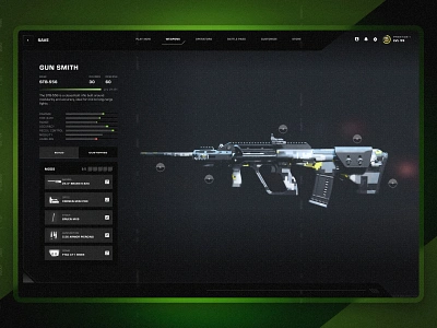 Call of Duty MW2 army call of duty components dark game green guns interface military product software ui ux web