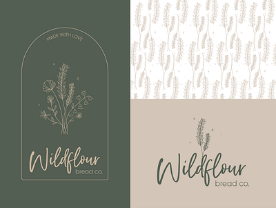 WILDFLOUR BREAD CO LOGO bread dainty flowers homemade illustration logo neutral provo pun utah wheat wildflour wildflower