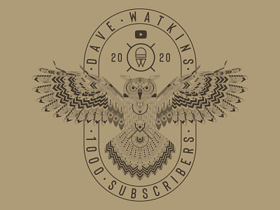 1000 SUBS badge design mandala ornate owl youtube channel youtuber