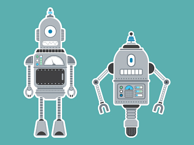 Random Robots bots flat illustration illustrator practice random robots stickers tech vector