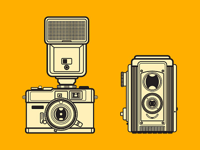 Vintage Cameras antique camera flat illustration illustrator kodak photography retro simple vector vintage