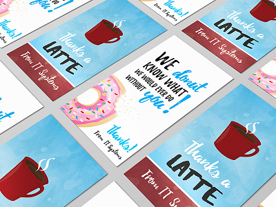 Thank You Cards cards design donut latte print puns thank you