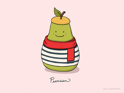 Pearisian cute food fruit illustration parisian pear pun