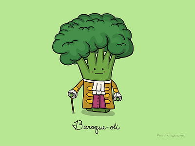 Baroque-oli baroque broccoli cute food illustration pun vegetable