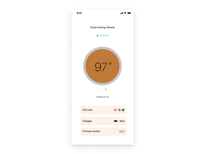 Coffee temperature app app coffee cup design figma iot shiftnudge temperature monitor ui