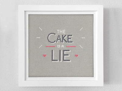 The Cake is a Lie cross stitch design illustration typography