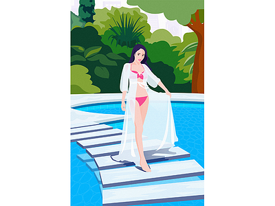 a bikini girl ui，illustrations