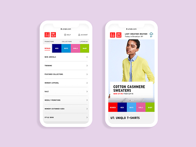 Uniqlo Redesign branding e commerce minimal mobile typogaphy ui ux