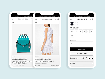 Michael Kors Redesign e commerce mobile product design typogaphy ui ux web