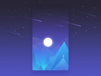 Night dream illustration meteor mountain night sky star