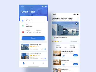 App - Smart Hotel app booking design detail home hotel room smart ui