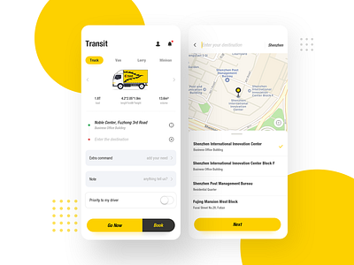 App-Transit app delivery design map transit truck ui van