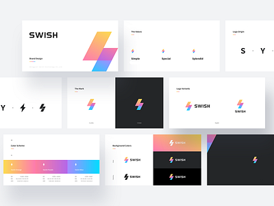 Swish Brand Design brand design brand identity brandbook branding design lightning logo swish ui vi